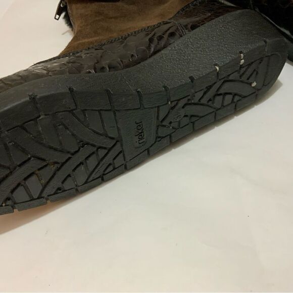 Rieker Brown Alligator Print Faux Fur Zip Up Boots Women's 5.5 UK / US 7.5 - Picture 8 of 10